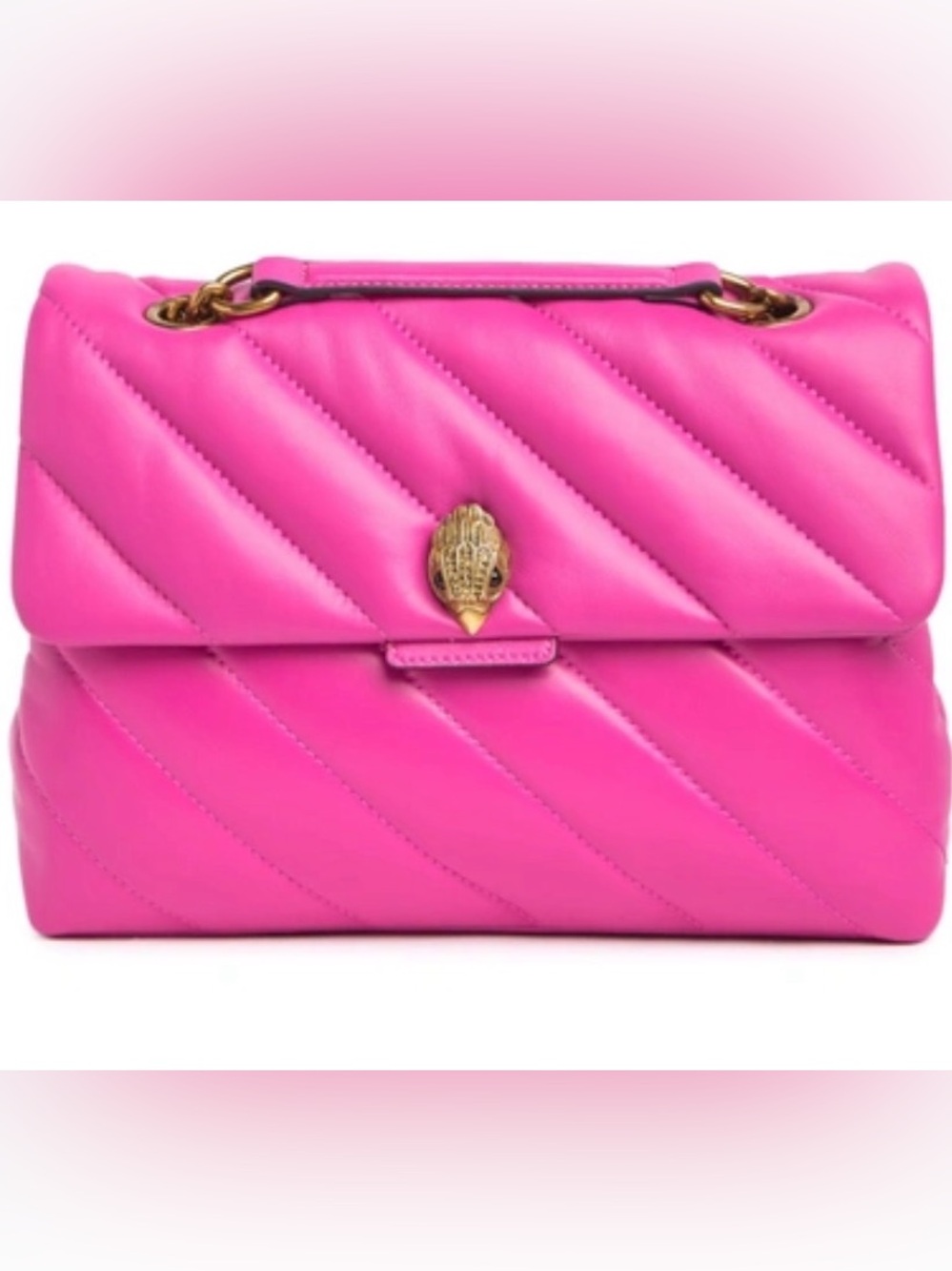 Kurt Geiger Hot Pink Quilted Shoulder Bag with Gold Hardware